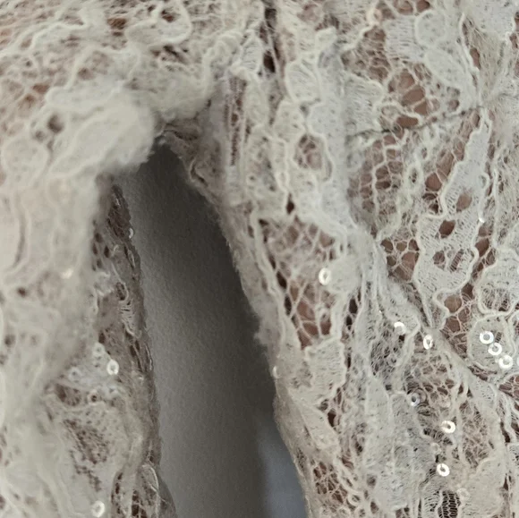 Nadine Merabi Carly Dress size XS Lace White Sequins Long Sleeve Bride - Picture 6 of 11